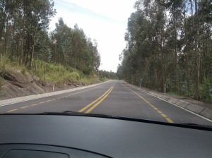 Driving on the new road to Cotopaxi Volcano National Park (note the bicycle lanes)